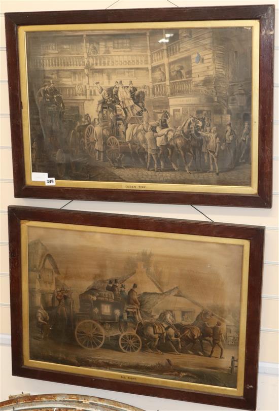 A pair of Victorian coaching prints, Olden Time and All Right, 44 x 66cm